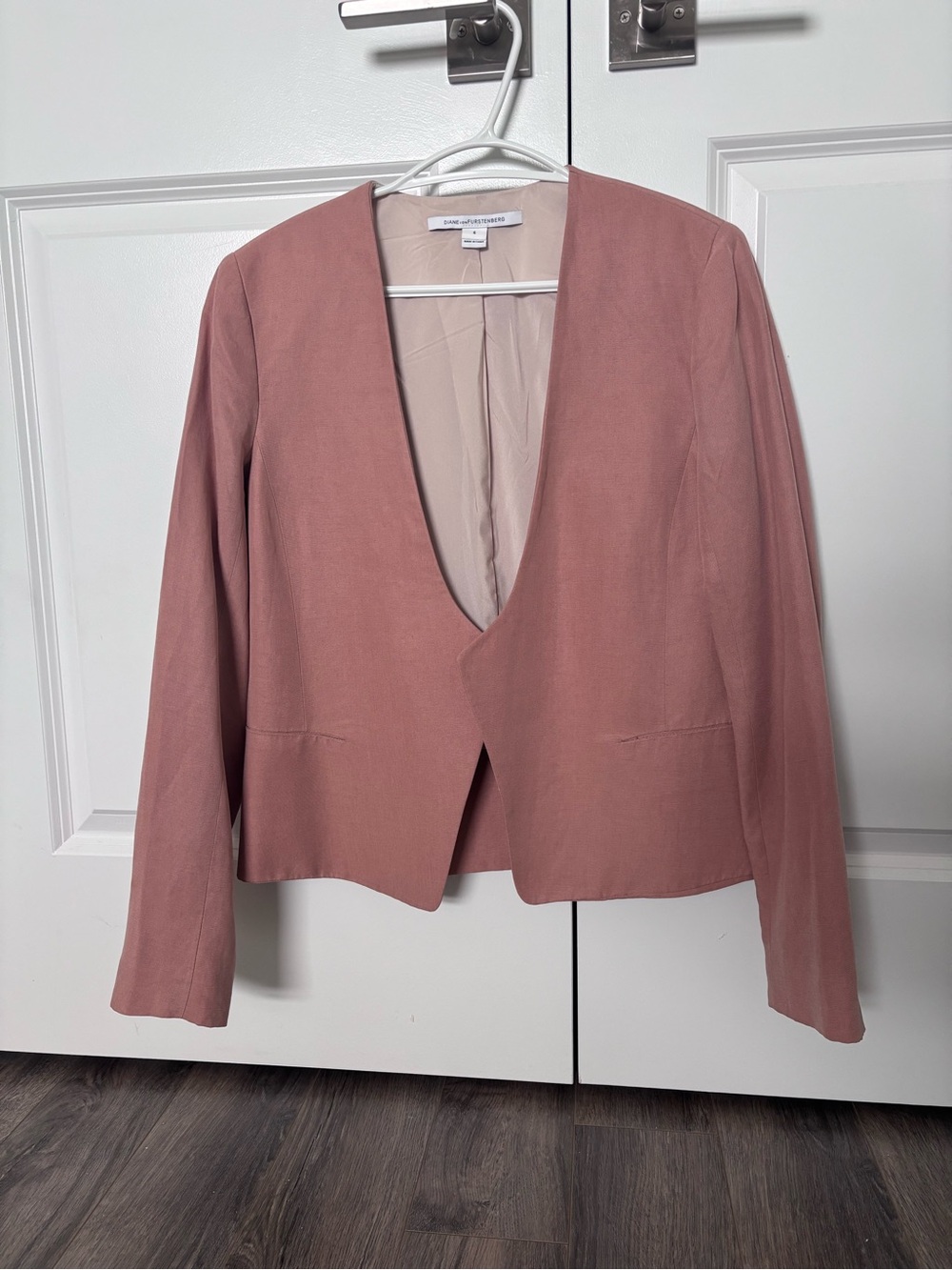 Diane Von Furstenberg Rose Blush Open-Front Blazer
